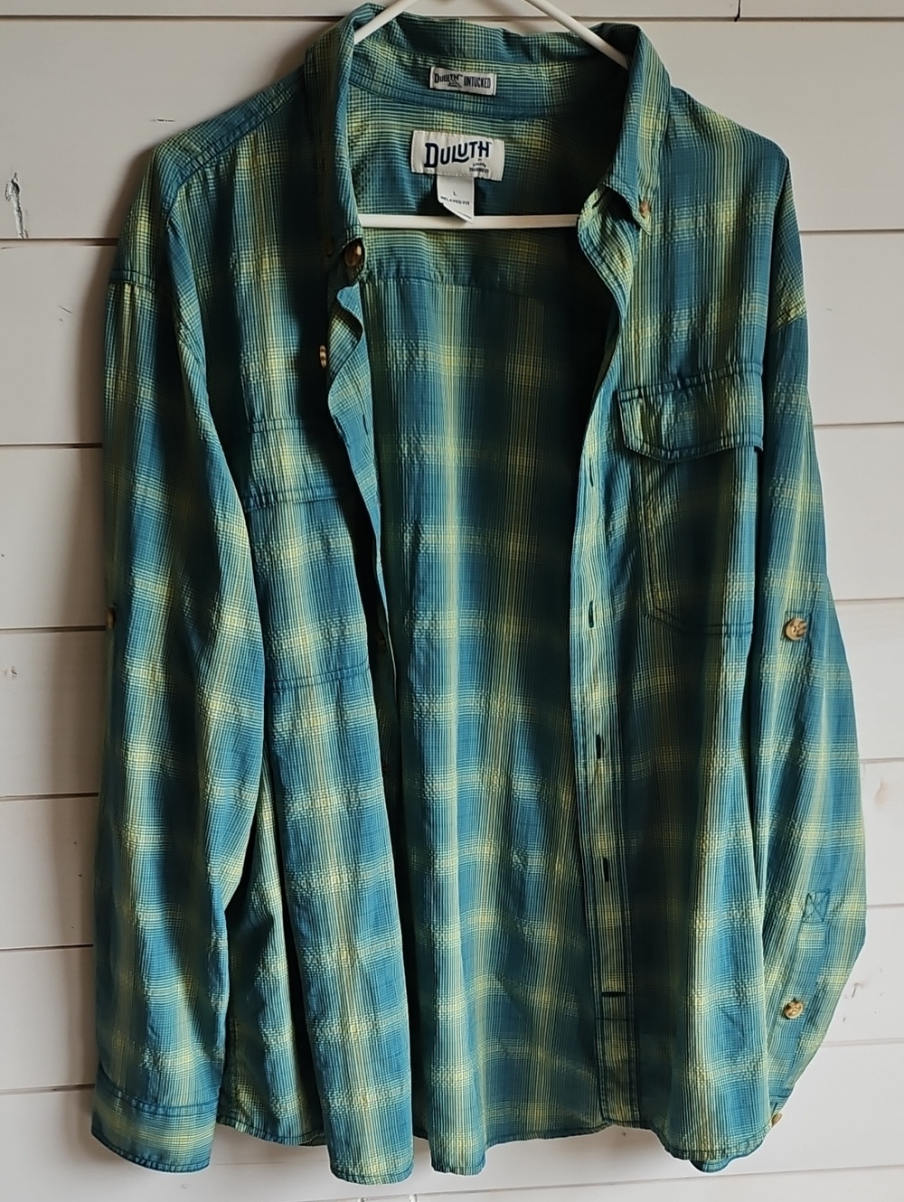 Duluth Green & Yellow Plaid Button-Up Shirt